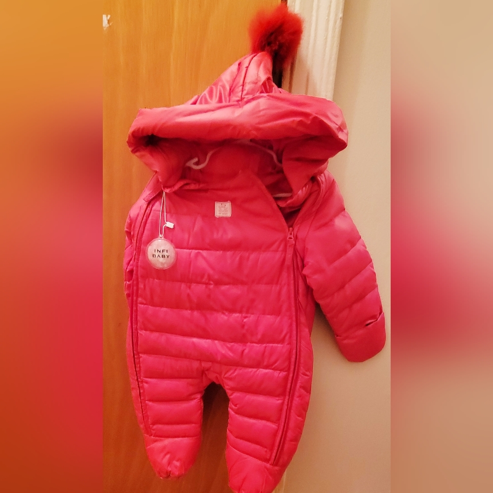 Overall red winter coat for baby sz 6m